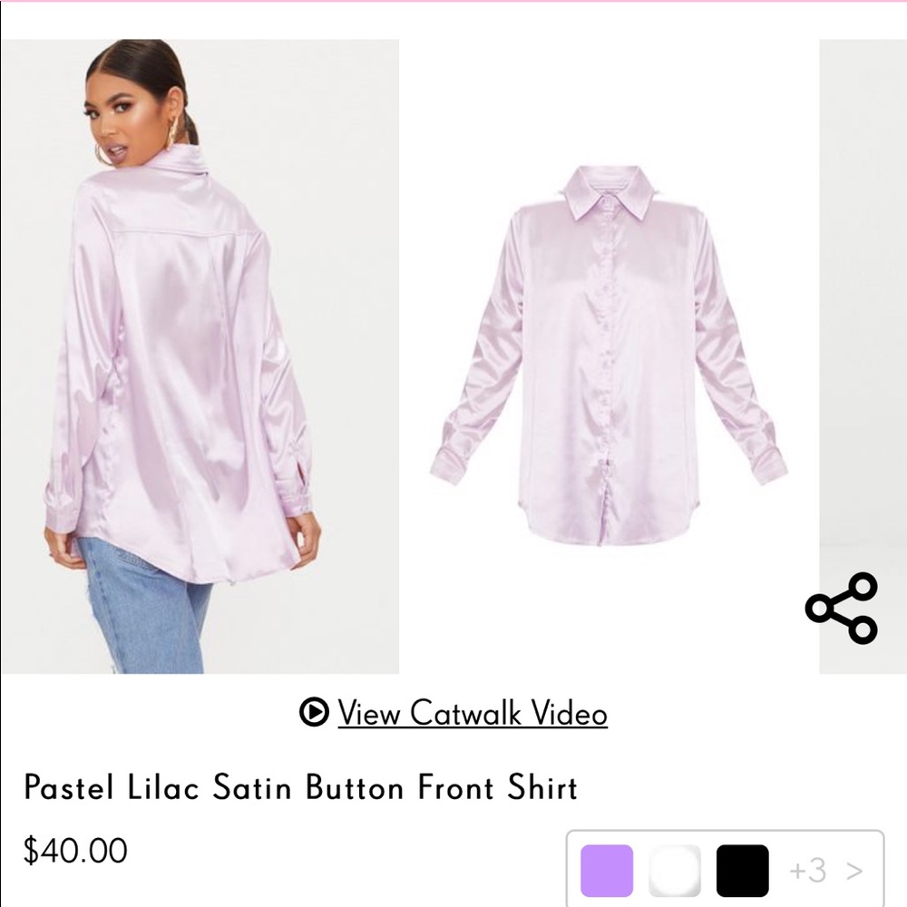 Lilac Satin Button Down Shirt